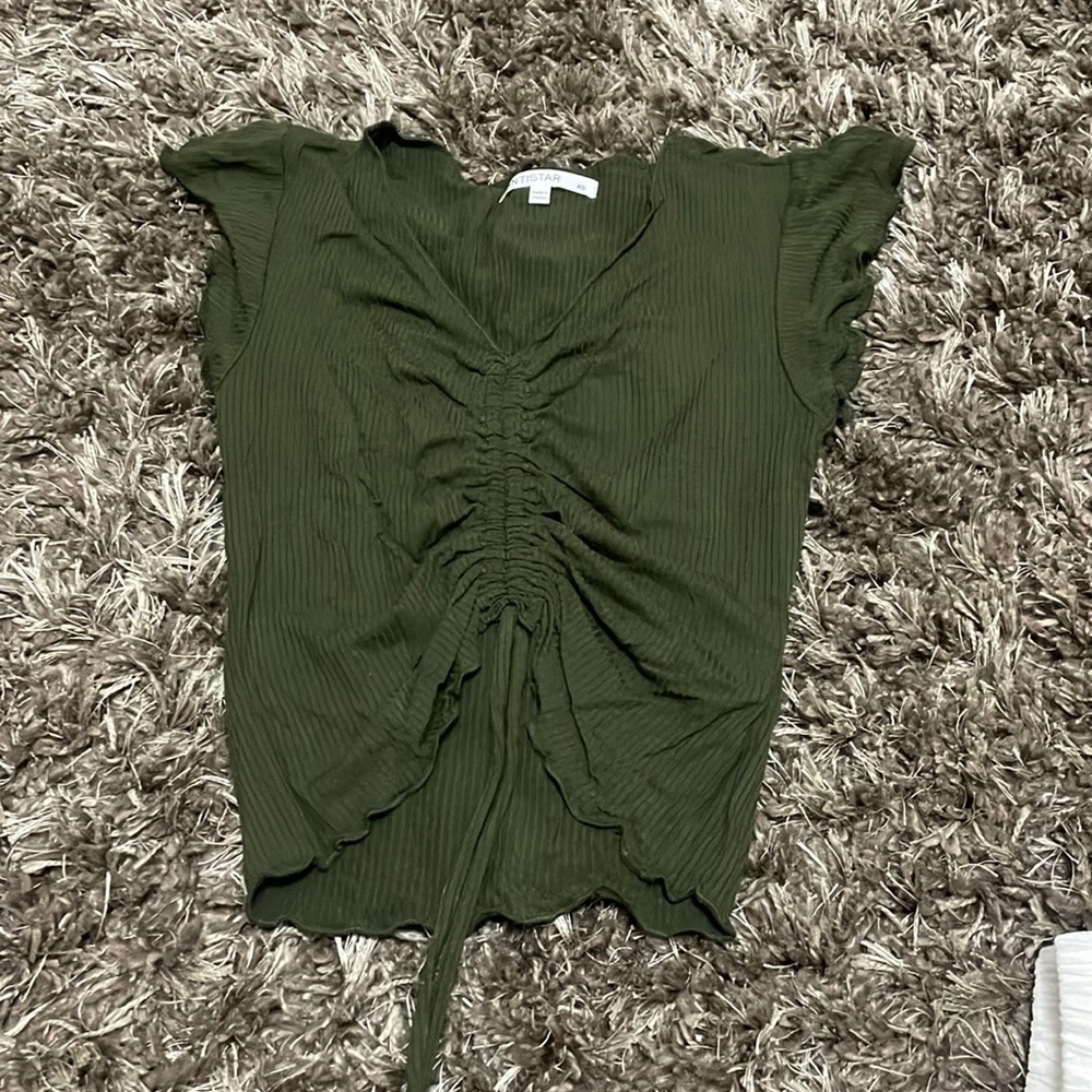 Green twist crop top